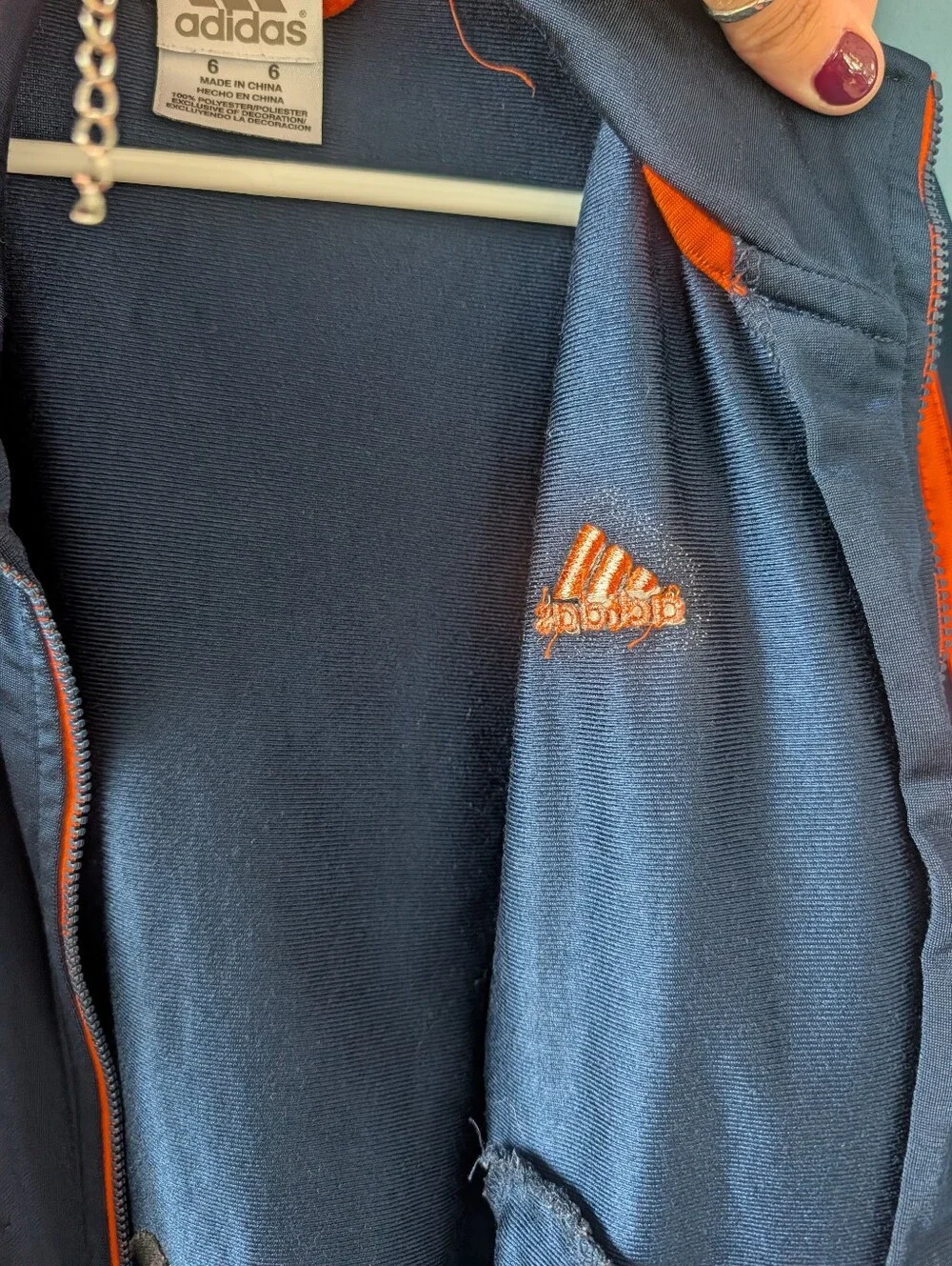 adidas Kids Navy & Orange Zip-Up Track Jacket
